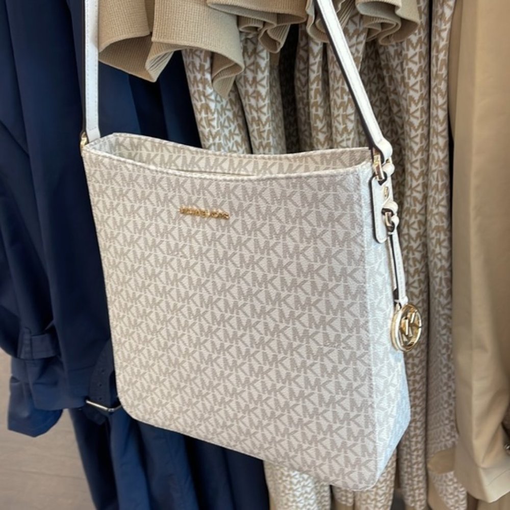 Michael Kors Jet Set Travel Large Messenger Crossbody Bag Light Cream Multi - Picture 12 of 16